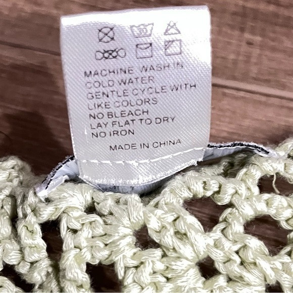 Y2K 34”‎ Bust Green Granny Crochet Fringe Strappy Crop Top Boho Festival Hippie - Picture 10 of 11